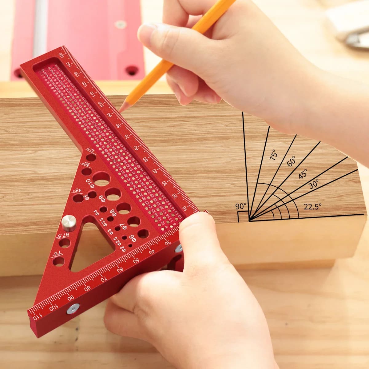 مسطرة قياس ثلاثية الأبعاد بزوايا متعددة مع مسمار خشبي (Dowel Pin)